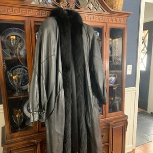 Black leather and fur trimmed jacket.
